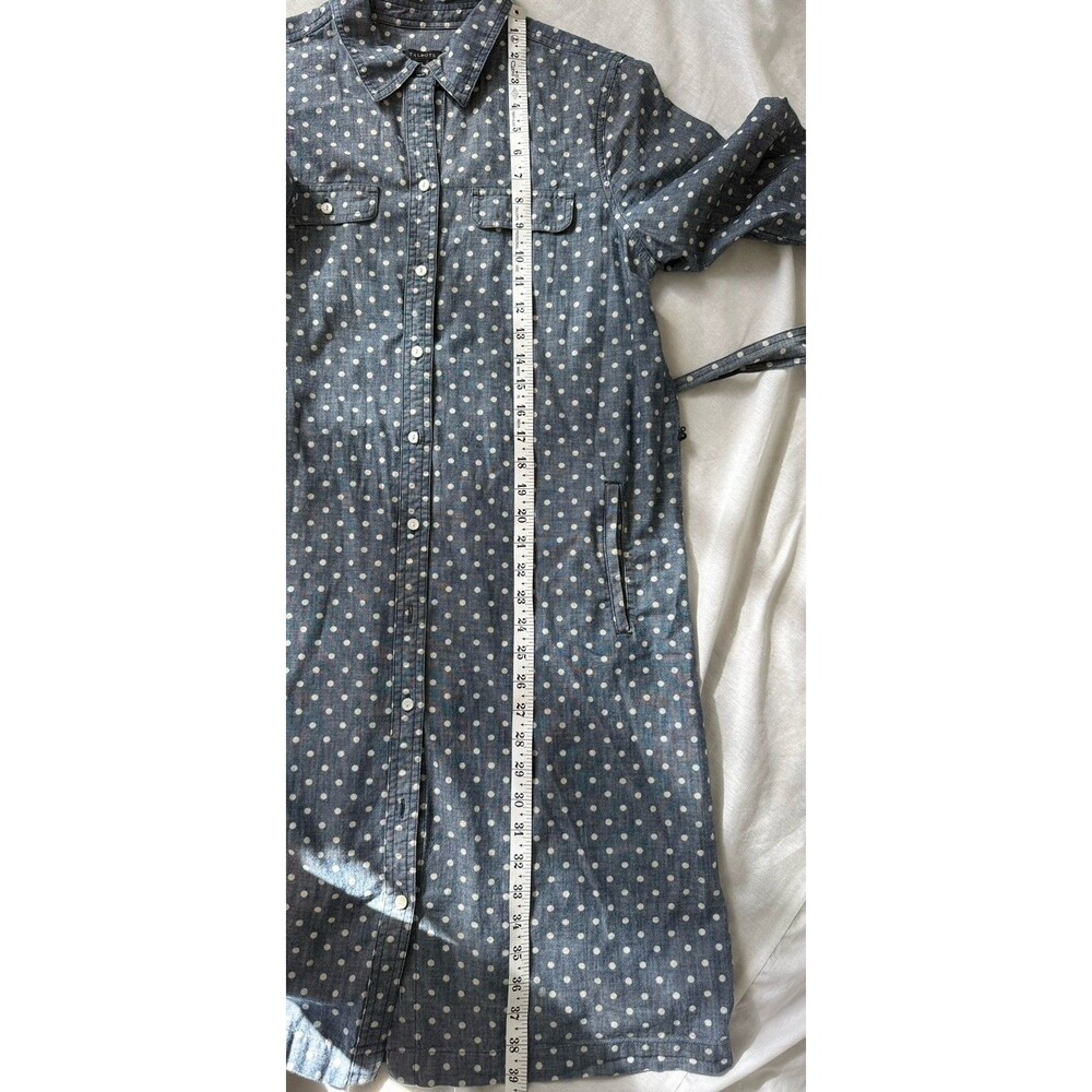 Talbots Blue/White Polka Dot Chambray Shirt Dress Belted Pockets Cotton 10 - Picture 7 of 7